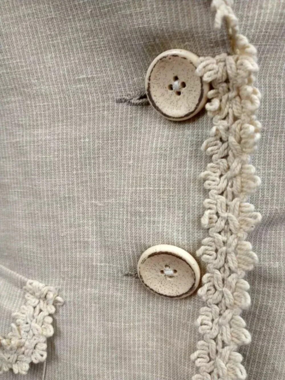 Anthropologie (Nick & Mo) Beige Linen Blend Crochet Trim Blazer - M NWT - Picture 9 of 16